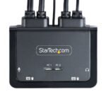 StarTech.com Hybrid KVM Switch, 2-Port, 4K 60Hz HDMI, USB-C & USB-A Host Cables, Black