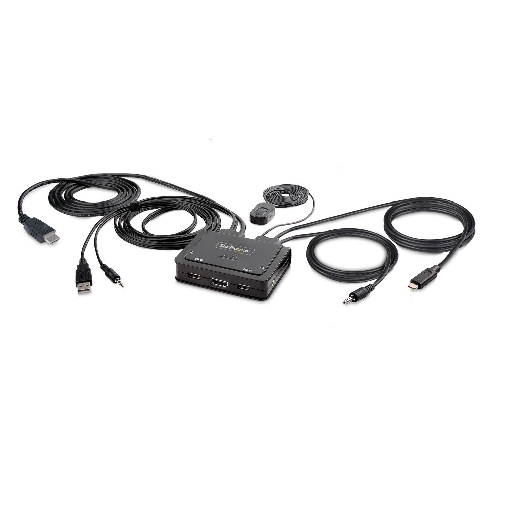 StarTech.com Hybrid KVM Switch, 2-Port, 4K 60Hz HDMI, USB-C & USB-A Host Cables, Black StarTech.com Hybrid KVM Switch, 2-Port, 4K 60Hz HDMI, USB-C & USB-A Host Cables, Black