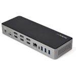 StarTech.com Hybrid Universal Triple Monitor USB-C/USB-A Dock - 4K 60Hz, 85W PD, 6x USB Hub, GbE, Black/Grey