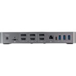 StarTech.com Hybrid Universal Triple Monitor USB-C/USB-A Dock - 4K 60Hz, 85W PD, 6x USB Hub, GbE, Black/Grey