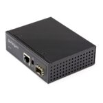 StarTech.com Industrial PoE+ Fiber to Ethernet Media Converter 60W SFP to RJ45 -40 to 75°C IP30