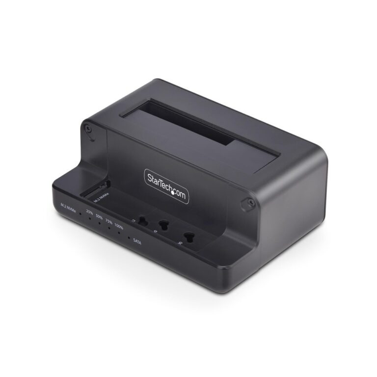 StarTech.com M.2 NVMe to 2.5/3.5" SATA Drive Duplicator, Standalone SSD Cloner, USB 3.2 Gen 2, Black