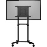StarTech.com Mobile TV Cart for 37-70" Displays, 70kg Max Load, Rolling Floor Stand with Shelf, Black