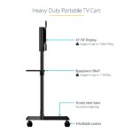 StarTech.com Mobile TV Cart for 37-70" Displays, 70kg Max Load, Rolling Floor Stand with Shelf, Black