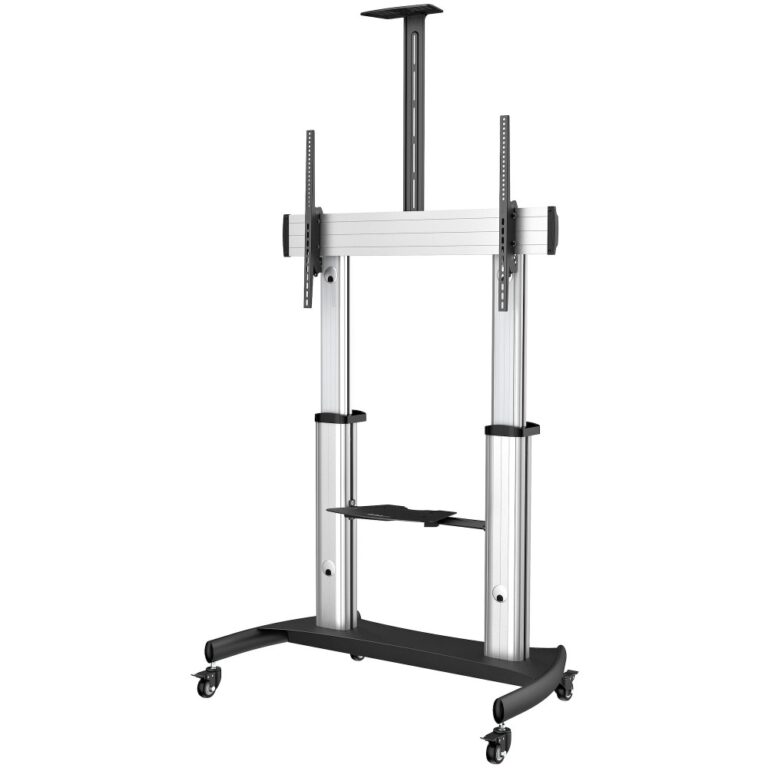 StarTech.com Mobile TV Stand for 60 to 100-Inch Displays 100 kg Black and Silver