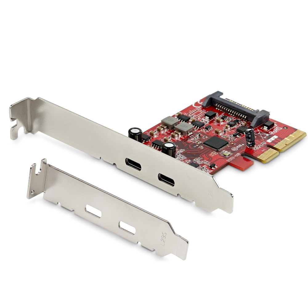 StarTech.com PEXUSB312C3 2-Port USB 3.2 Gen 2 PCIe Card, USB-C 10Gbps, PCIe 3.0 x4, Red
