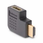 StarTech.com Right Angle HDMI 2.0 Adapter Male to Female, 90-Degree Angled Port Saver, 4K 60Hz, Black