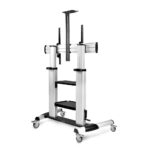 StarTech.com Rolling TV Cart for 60-100" Screens up to 100kg, Hand Crank Height Adjustable, Black/Silver