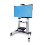 StarTech.com Rolling TV Cart for 60-100" Screens up to 100kg, Hand Crank Height Adjustable, Black/Silver