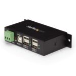 StarTech.com ST4200USBM 4-Port USB 2.0 Industrial Hub - Metal, DIN Rail/Wall Mountable, Black