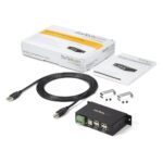 StarTech.com ST4200USBM 4-Port USB 2.0 Industrial Hub - Metal, DIN Rail/Wall Mountable, Black