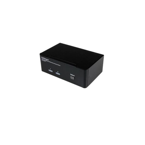 StarTech.com SV231DPDDUA 2 Port Dual DisplayPort KVM Switch with Audio & USB 2.0 Hub, 4K 3840x2400, TAA, Black