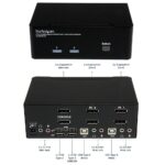 StarTech.com SV231DPDDUA 2 Port Dual DisplayPort KVM Switch with Audio & USB 2.0 Hub, 4K 3840x2400, TAA, Black