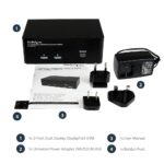 StarTech.com SV231DPDDUA 2 Port Dual DisplayPort KVM Switch with Audio & USB 2.0 Hub, 4K 3840x2400, TAA, Black