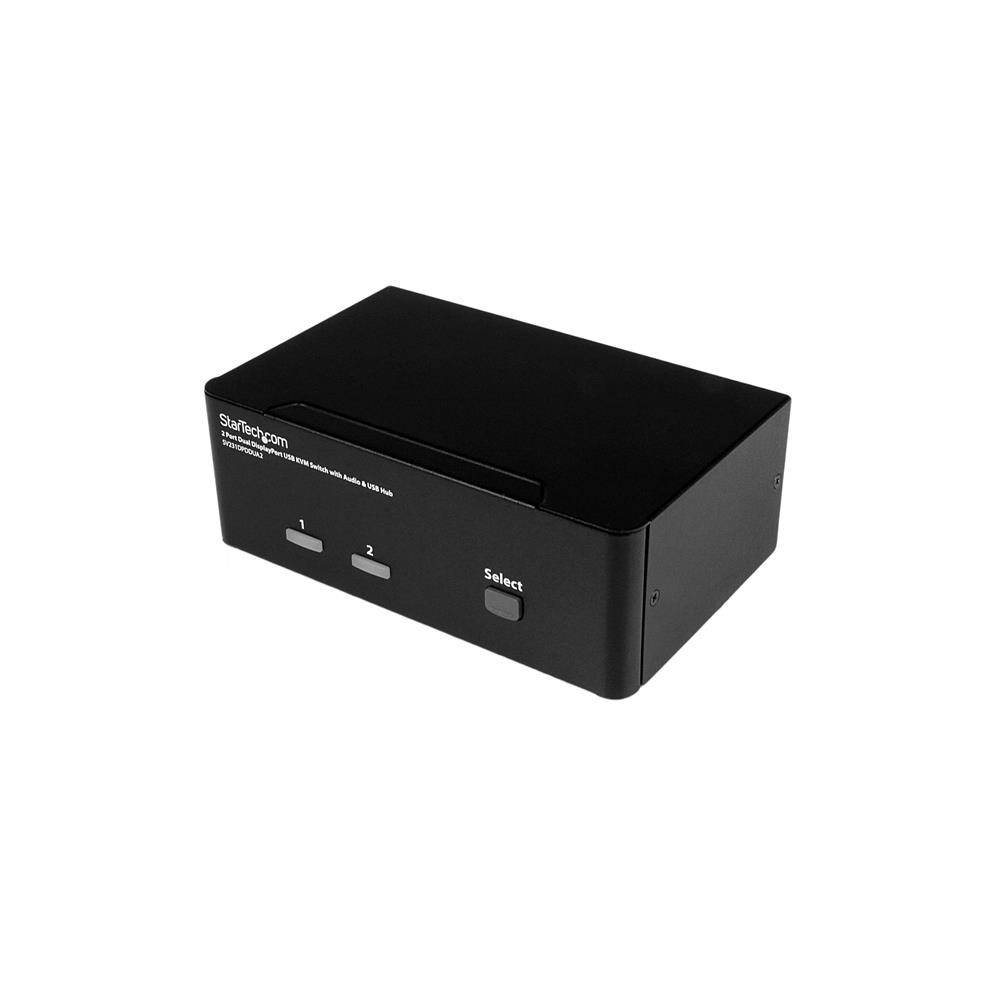 StarTech.com SV231DPDDUA2 2-Port Dual DisplayPort KVM Switch, 4K 60Hz, USB Hub, Audio Support, Black