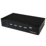 StarTech.com SV431DPU3A2 4-Port DisplayPort KVM Switch with USB 3.0 Hub, 4K 30Hz, TAA, Black