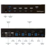 StarTech.com SV431DPU3A2 4-Port DisplayPort KVM Switch with USB 3.0 Hub, 4K 30Hz, TAA, Black