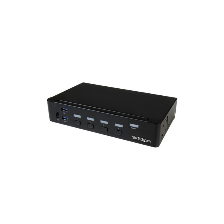 StarTech.com SV431DPU3A2 4-Port DisplayPort KVM Switch with USB 3.0 Hub, 4K 30Hz, TAA, Black