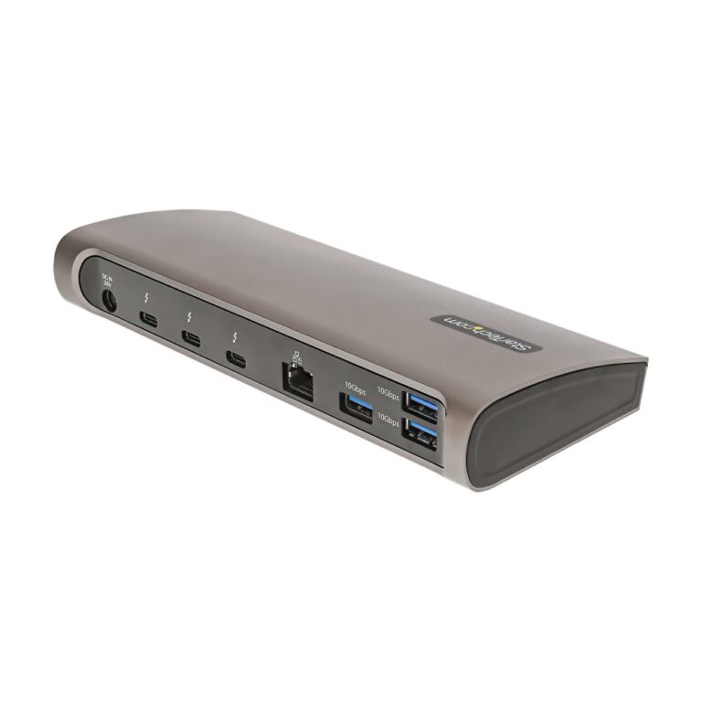 StarTech.com Thunderbolt 4 Dual 4K 60Hz Dock, 96W PD, 3x USB-A 10Gbps, Card Reader, Black/Grey