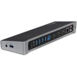 StarTech.com Triple-Monitor USB 3.0 Docking Station 4K HDMI 2x DisplayPort 5x USB-A Black/Silver