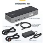 StarTech.com Triple-Monitor USB-C Docking Station, 140W Charging, 4K 60Hz HDMI/DisplayPort, Grey