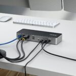 StarTech.com Triple-Monitor USB-C Docking Station, 140W Charging, 4K 60Hz HDMI/DisplayPort, Grey