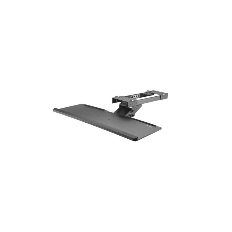 StarTech.com Under-Desk Keyboard Tray with Wrist Rest, Adjustable Tilt & Swivel, Black (782mm x 670mm)