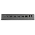 StarTech.com Universal Laptop Docking Station, Hybrid USB-C & USB-A, Dual 4K 60Hz DP/HDMI, 100W PD, 4x USB Hub, GbE, Black/Grey