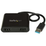 StarTech.com USB 3.0 to Dual HDMI Adapter, 4K 30Hz, USB-A Male, 0.25m Cable, Black