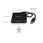 StarTech.com USB 3.0 to Dual HDMI Adapter, 4K 30Hz, USB-A Male, 0.25m Cable, Black