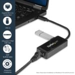 StarTech.com USB 3.0 to Gigabit Ethernet Adapter with USB Pass-Through, Black