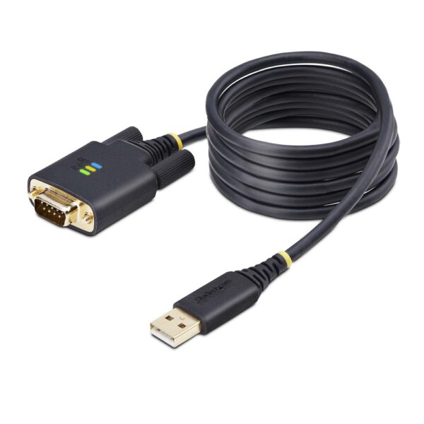 StarTech.com USB-A to DB9 RS232 Serial Adapter Cable 2m Black, FTDI IC, COM Retention