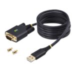 StarTech.com USB-A to DB9 RS232 Serial Adapter Cable 2m Black, FTDI IC, COM Retention