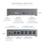 StarTech.com USB-C Dock, Quad 4K 60Hz DisplayPort & HDMI, 100W Power Delivery, 10Gbps USB 3.2 Gen 2