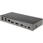 StarTech.com USB-C Dock Triple 4K Monitor Docking Station 100W PD Black/Grey
