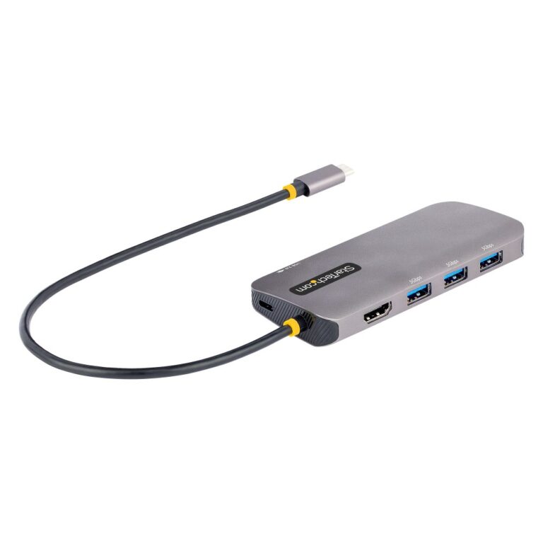 StarTech.com USB-C Multiport Adapter, 4K 60Hz HDMI, 3x USB 3.2 Gen 1, GbE, 100W PD - Grey