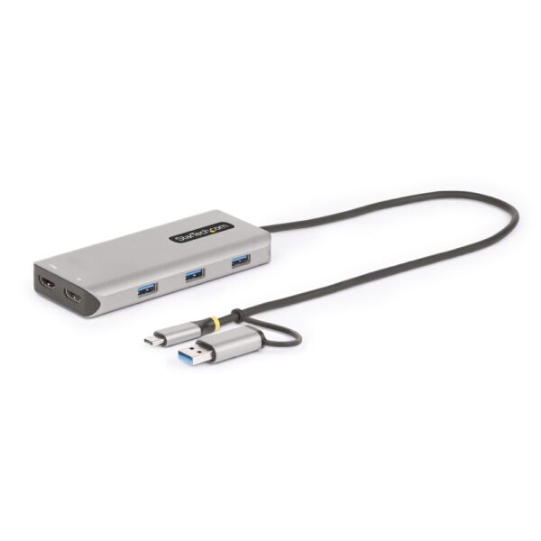 StarTech.com USB-C Multiport Adapter, Dual HDMI 4K, 3x USB 3.2 Gen 1, Silver, 0.4m Cable