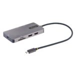 StarTech.com USB-C Multiport Adapter Dual HDMI 4K 60Hz, 2x USB-A, 100W PD, GbE, SD/MicroSD, Grey