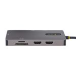 StarTech.com USB-C Multiport Adapter Dual HDMI 4K 60Hz, 2x USB-A, 100W PD, GbE, SD/MicroSD, Grey
