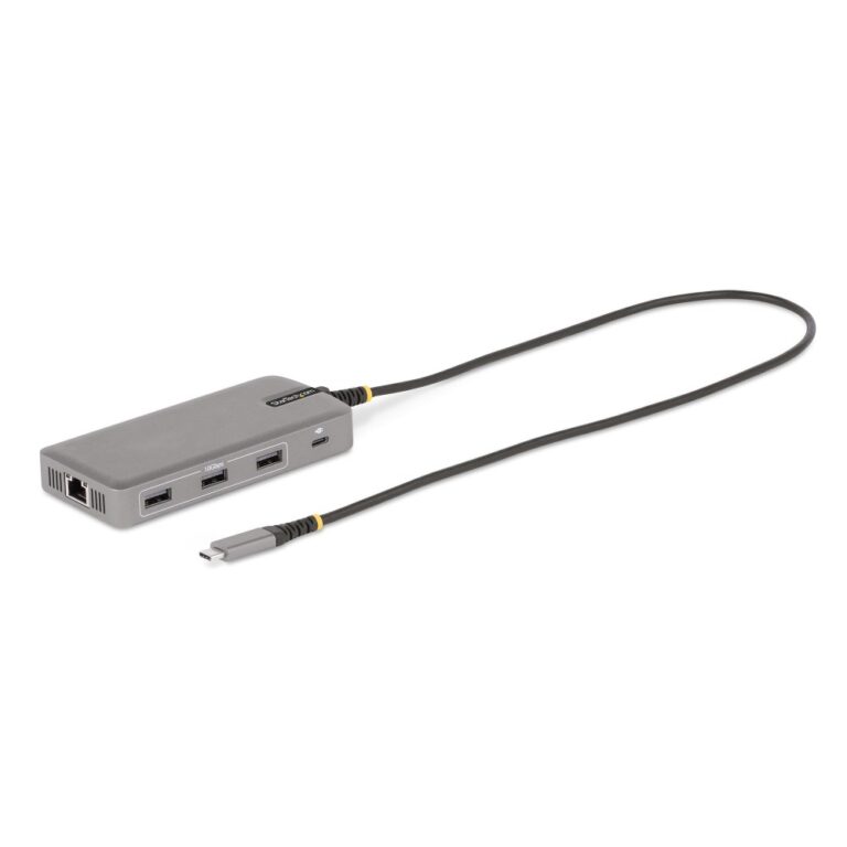StarTech.com USB-C Multiport Adapter, Triple 4K 60Hz HDMI/DisplayPort, 3-Port 10Gbps USB Hub, 100W PD, GbE, Grey