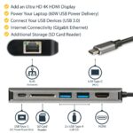 StarTech.com USB-C Multiport Adapter with 4K HDMI, 3x USB 3.0, SD Card Reader, GbE, 60W PD 3.0