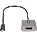 StarTech.com USB-C to DisplayPort 1.4 Adapter 8K 60Hz, 0.3m Cable, Black/Grey
