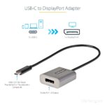 StarTech.com USB-C to DisplayPort 1.4 Adapter 8K 60Hz, 0.3m Cable, Black/Grey