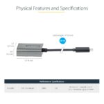 StarTech.com USB-C to DisplayPort 1.4 Adapter 8K 60Hz, 0.3m Cable, Black/Grey
