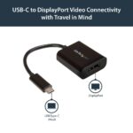 StarTech.com USB-C to DisplayPort Adapter 4K 60Hz/8K 30Hz DP 1.4 HBR2 Thunderbolt 3 Black