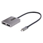 StarTech.com USB-C to Dual DisplayPort 1.4 MST Hub, Dual 5K 60Hz DP Adapter, Grey