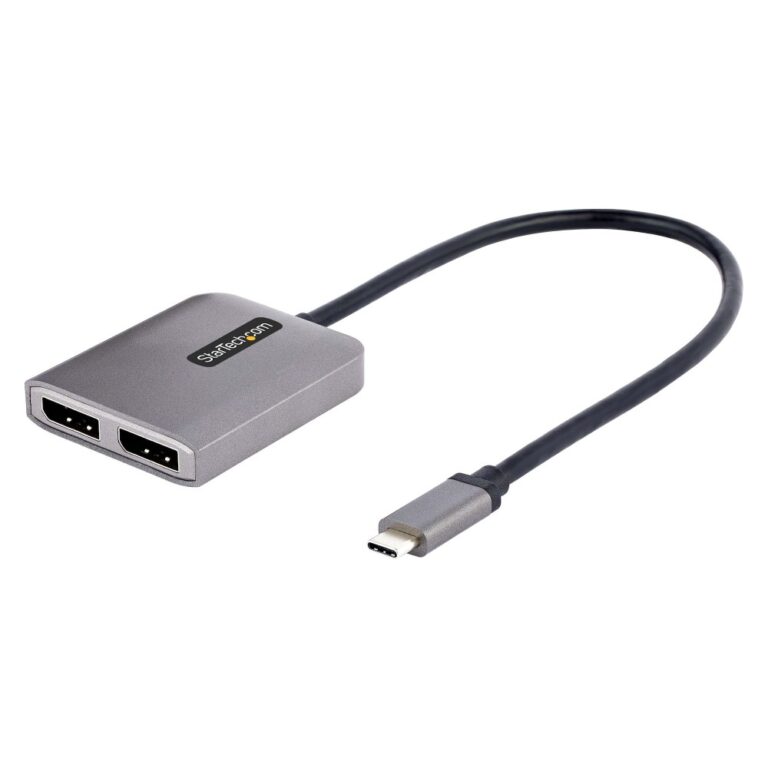 StarTech.com USB-C to Dual DisplayPort 1.4 MST Hub, Dual 5K 60Hz DP Adapter, Grey