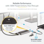 StarTech.com USB-C to Dual HDMI Adapter 100W PD 4K 60Hz 30cm Cable - Grey