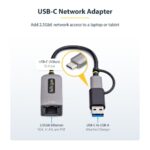 StarTech.com USB-C to Ethernet Adapter, 2.5 Gigabit, USB 3.2 Gen 1, NBase-T, Grey