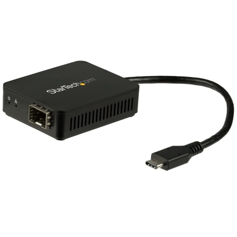 StarTech.com USB-C to Fiber Optic Gigabit Ethernet Adapter - Open SFP, Black